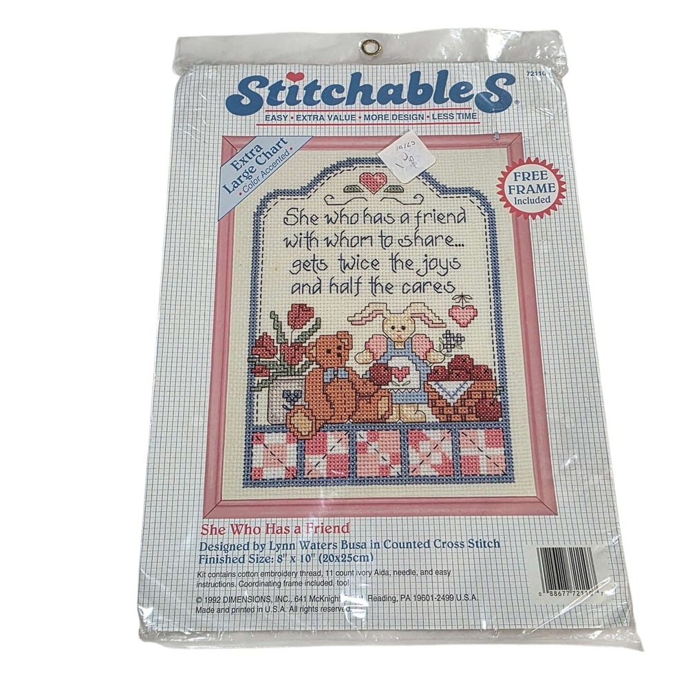 Stitchables‎ Counted Cross Stitch Kit She Who Has a Friend 8x10 Free Frame New